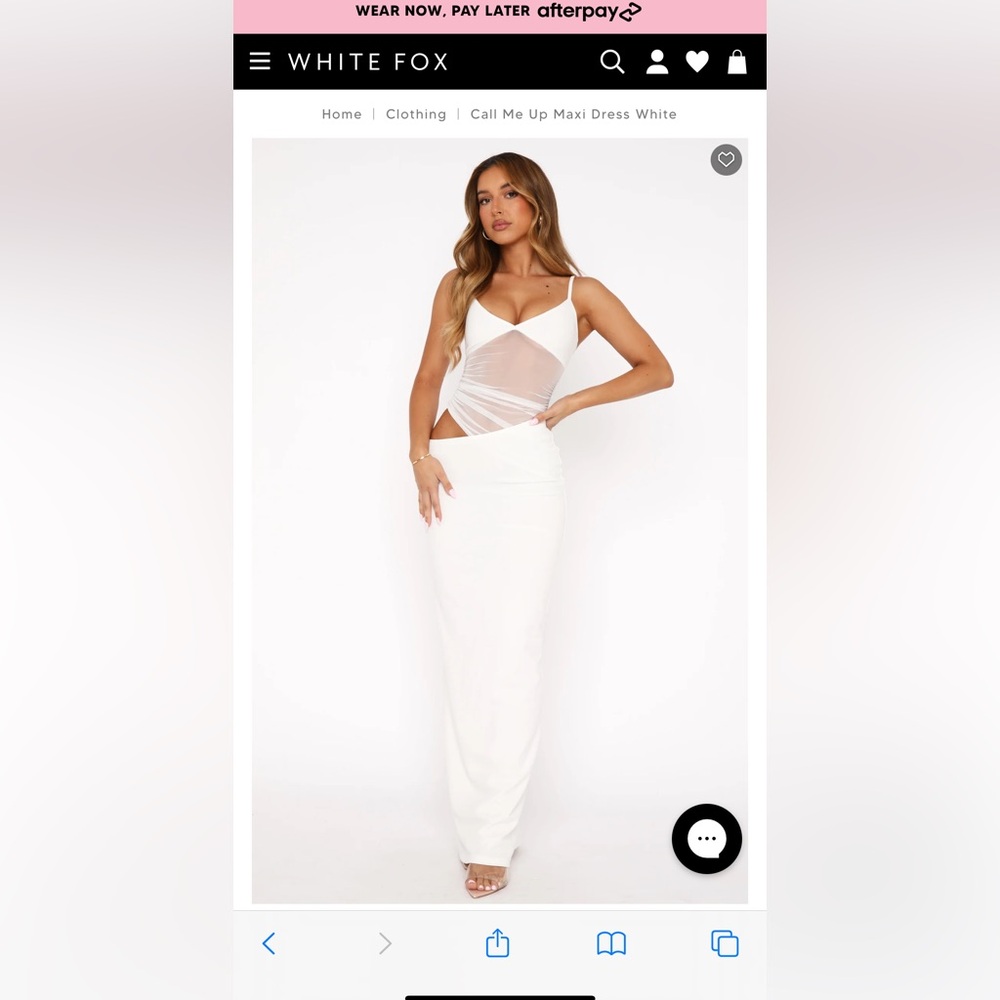 White fox call me up maxi dress in white size small